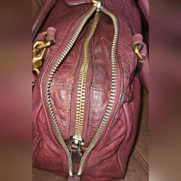 Marc Jacobs Washed up Lauren Burgundy Distressed Leather Satchel Crossbody Bag - Picture 13 of 16